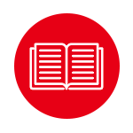 Bayer red circle icon of a book