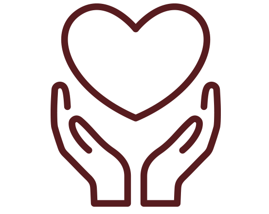floating heart above two hands